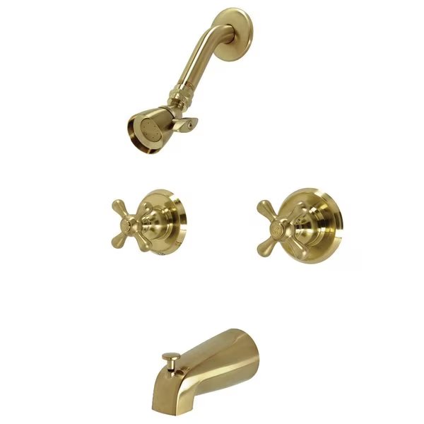 KB247AX Two-Handle Tub and Shower Faucet, Brushed Brass, Kingston Brass, Mfr#: KB247AX